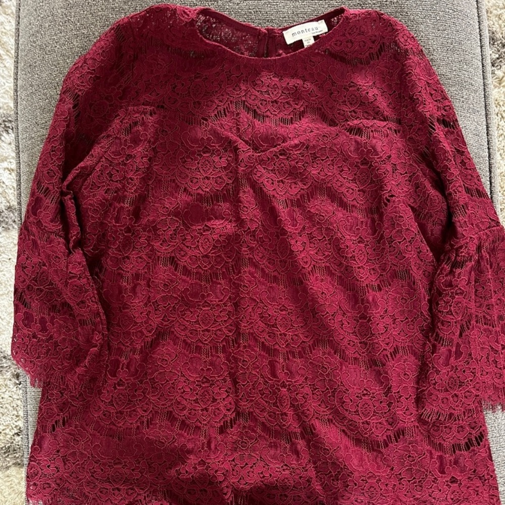 3 Item Bundle- Burgundy and black lace and floral tops - Picture 8 of 11